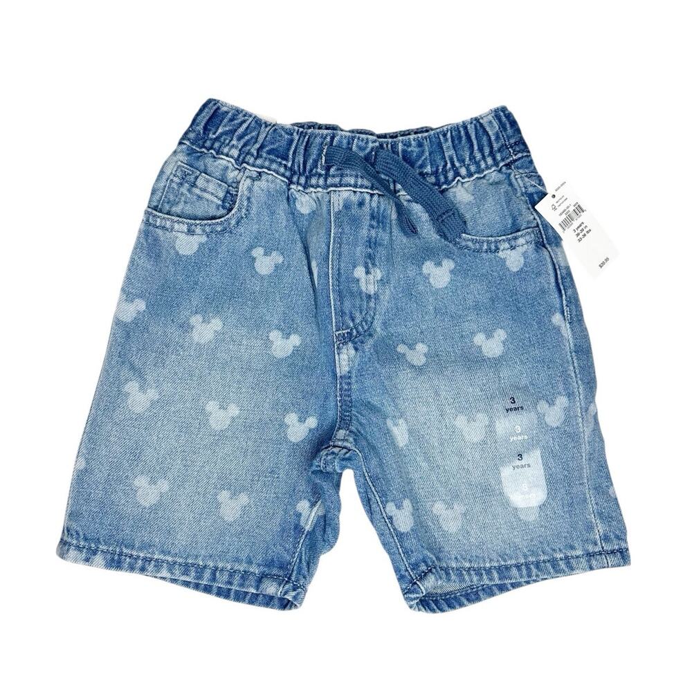 NWT Gap x Disney Mickey Mouse Pull On Denim Shorts Size 3T